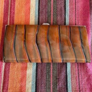 Vintage LODIS Clutch Wallet Burnt Orange & Black Ombré Palette “Mod-Style”